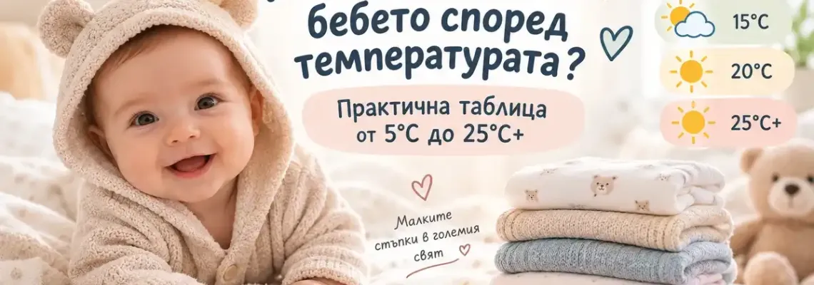 Как да обличаме бебето според температурата? Практична таблица от 5°C до 25°C+