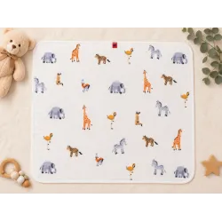 Бебешка бархетна памучна пелена с щампа на животни 80 x 90 см