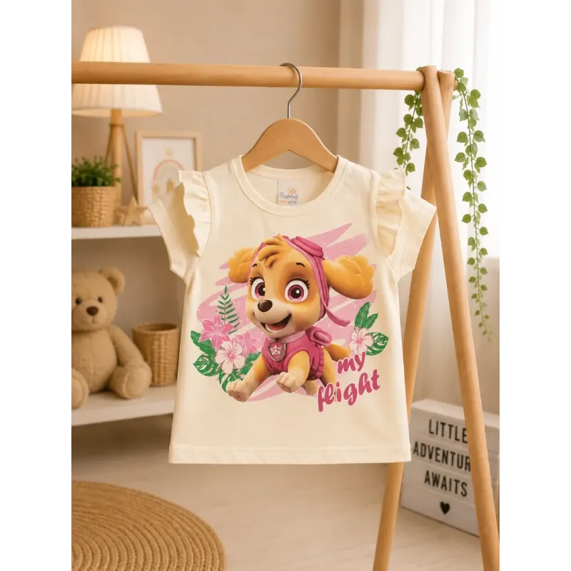 Бебешка тениска Paw Patrol със Скай в прасковен и кремав цвят Бебешка тениска Paw Patrol със Скай в прасковен и кремав цвят
