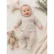 Памучен комплект за новородено с жилетка и ританки в бежов цвят