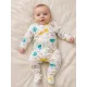 Бебешки памучен ромпър със слончета и цип по цялата дължина