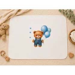 Бебешка памучна пелена с мече и балон 80 x 90 см