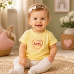 Бебешка памучна тениска с надпис „Smile“ в два цвята