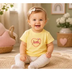 Бебешка памучна тениска с надпис „Smile“ в два цвята