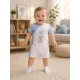 Бебешки памучен гащеризон с копчета и щампа на мече