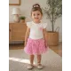 Детски комплект от 2 части с рипсена блузка и 3D пола в два цвята