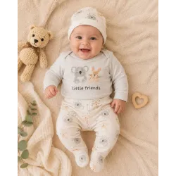Бебешки комплект Best Friend от 3 части с боди, ританки с коали и шапка