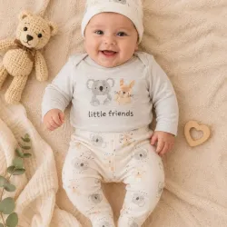 Бебешки комплект Best Friend от 3 части с боди, ританки с коали и шапка