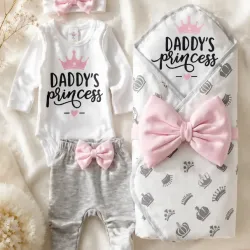 Комплект за изписване Daddy's Princess в розов цвят с 5 части