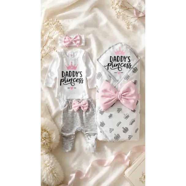 Комплект за изписване Daddy's Princess в розов цвят с 5 части