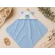 Бебешка хавлия с качулка и бродирано мече с ушички в син цвят 