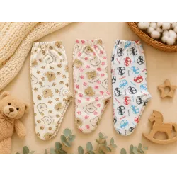 Памучни ританки за новородено с щамви в три десена