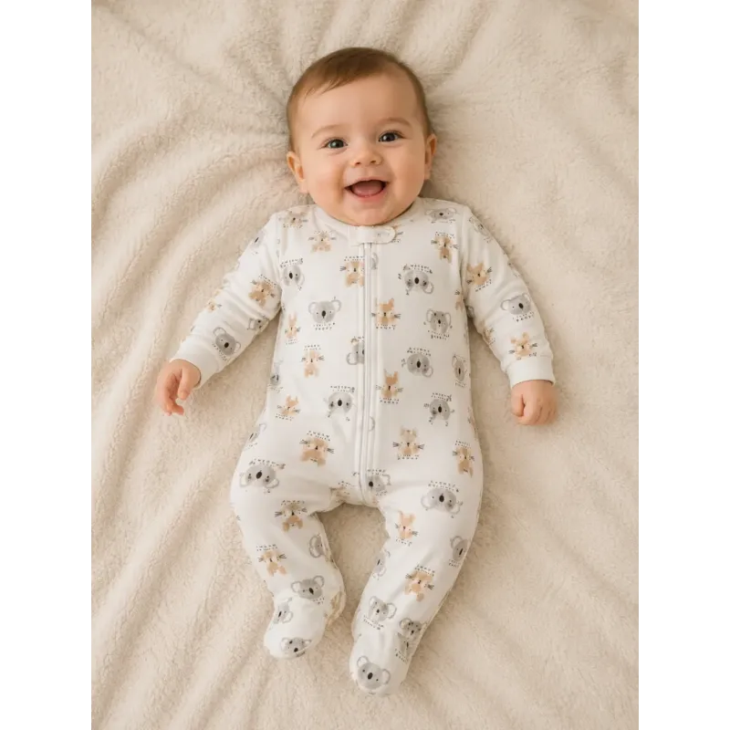 Бебешки памучен ромпър с коали и цип в размери 56–86 см